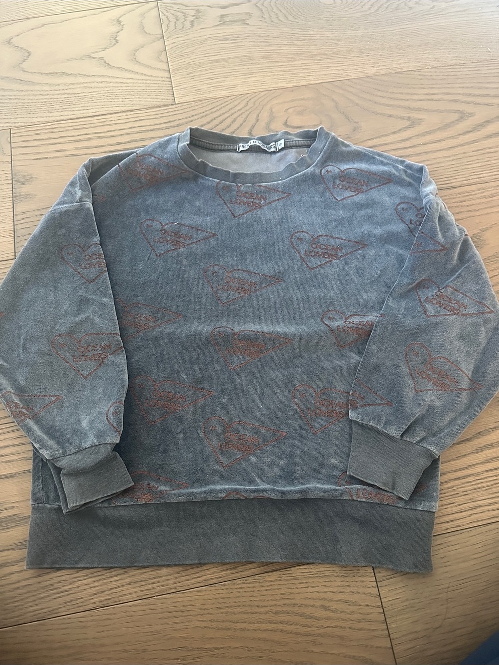 Kids Washed Slate Sweatshirt with Heart Logo Print